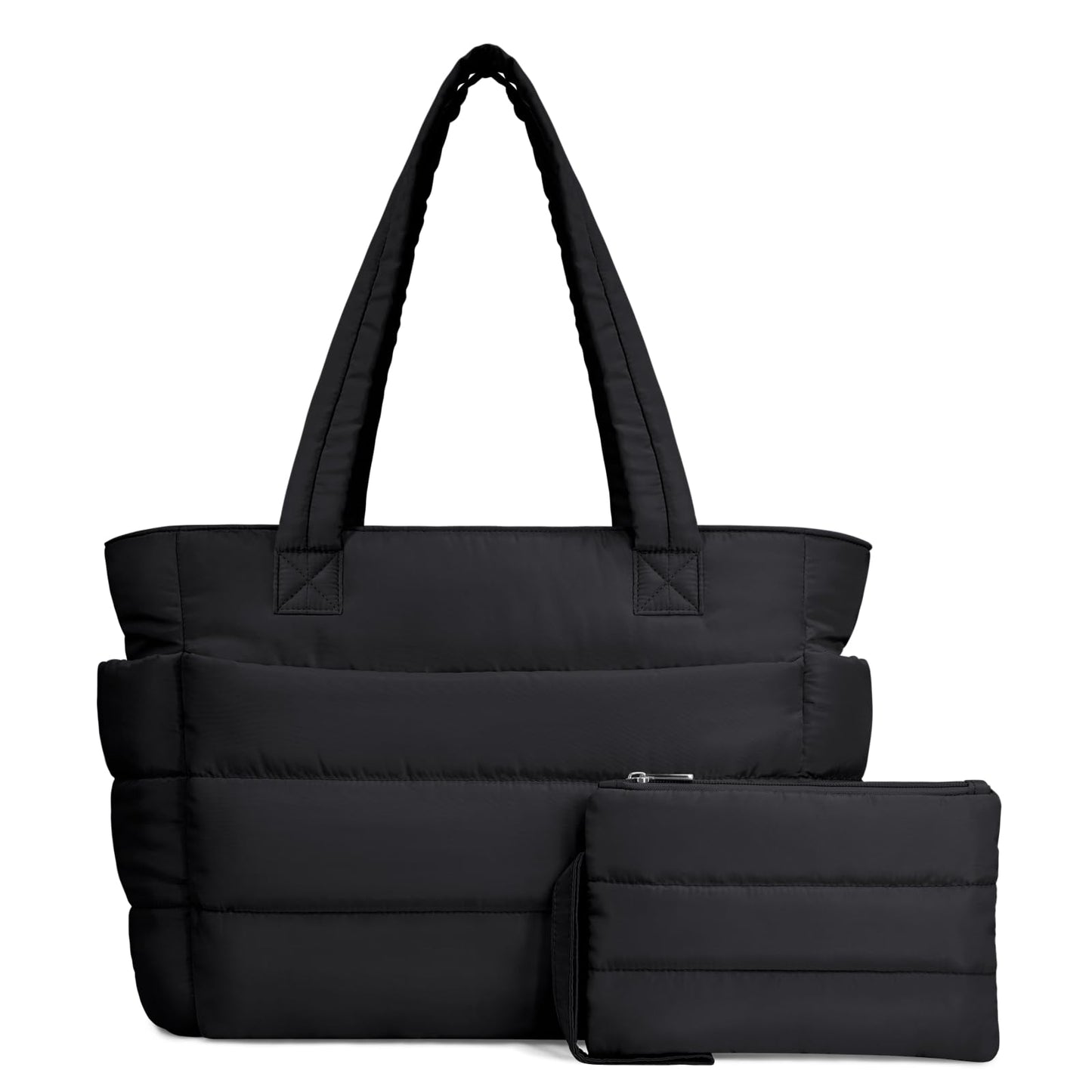 Optima Luxe Quilted Tote Bag - Lightweight, Laptop Compartment, Black