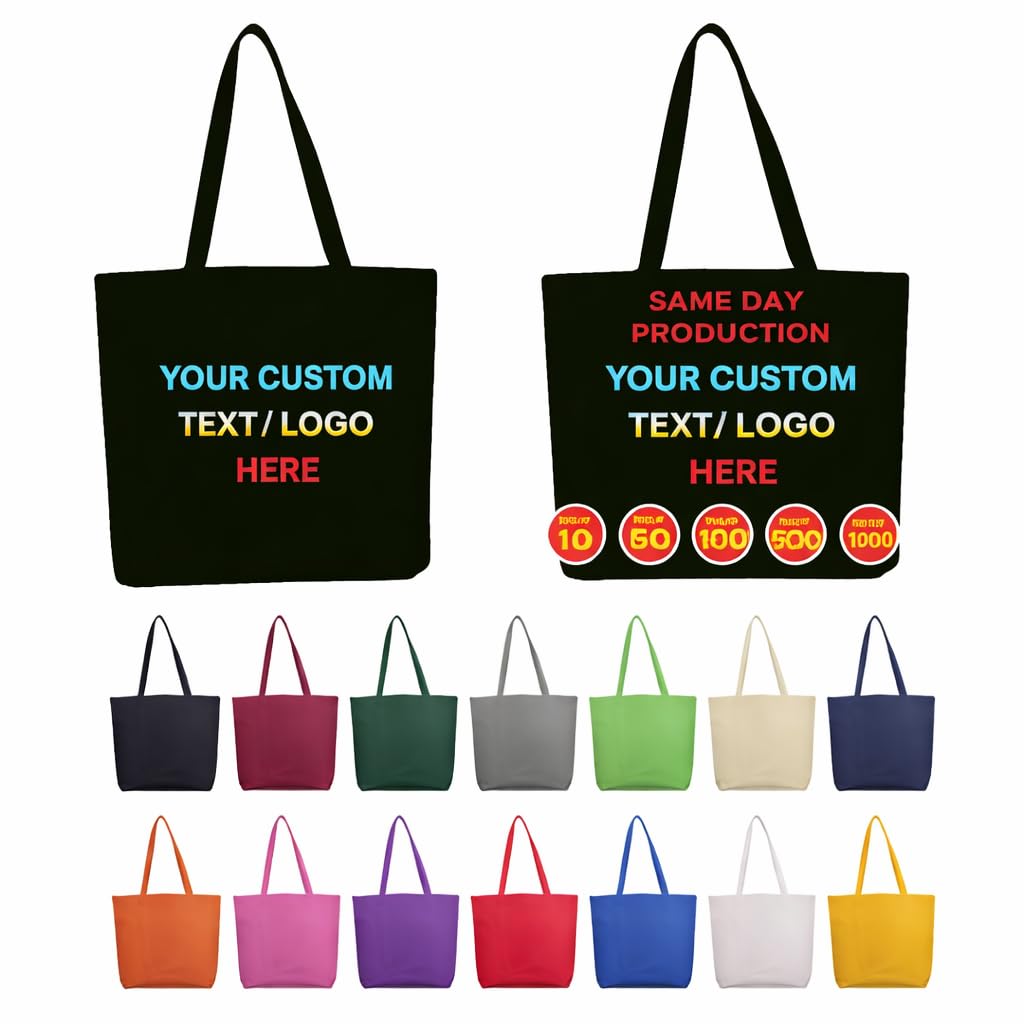 Optima Premium Custom Tote Bags - 14.25” W x 15” H, 10–100 Pack