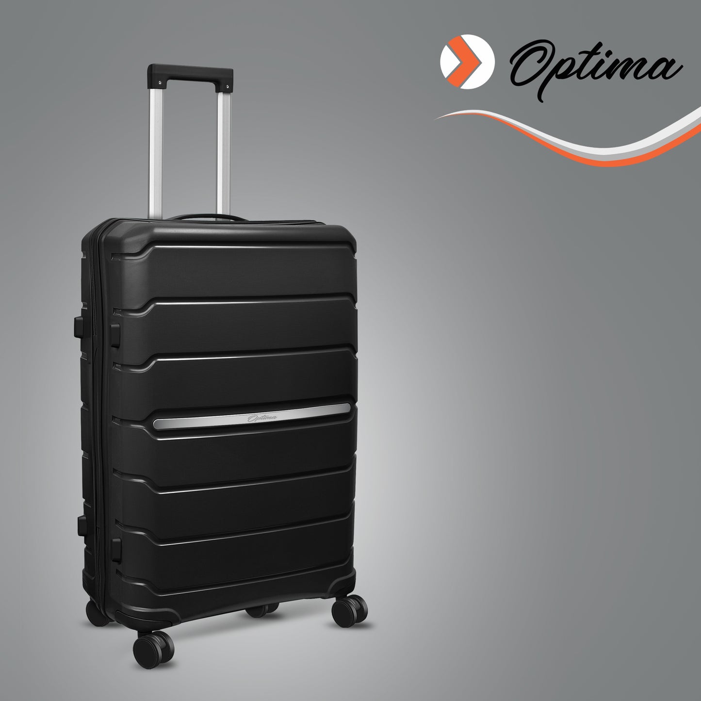 OPTIMA Zenith Hardside Expandable Luggage with Spinners, Black, 3PC SET (Carry-on/Medium/Large) (Black)