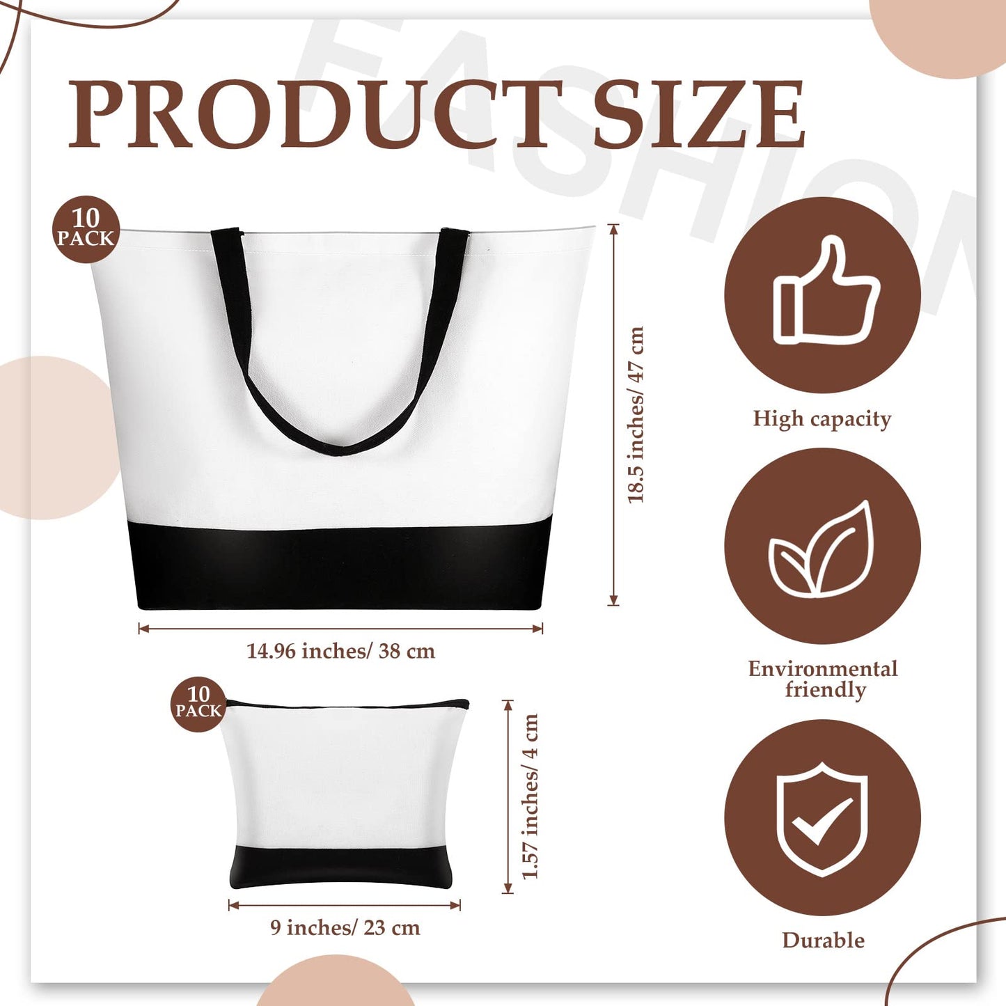 Optima Premium Large Canvas Tote Bag - Reusable & Versatile (20 Pcs)