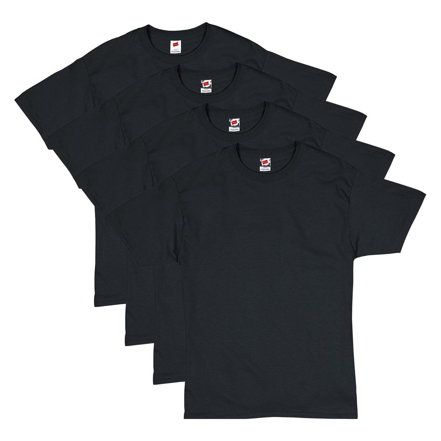 Optima Men's ComfortSoft Short Sleeve T-Shirt - 4 Pack, Black, Medium