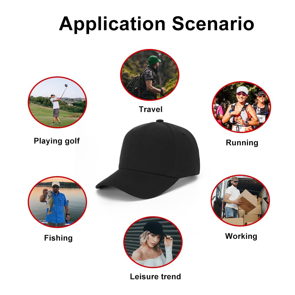 Optima Premium Adjustable Baseball Cap - Unisex, Black, One Size