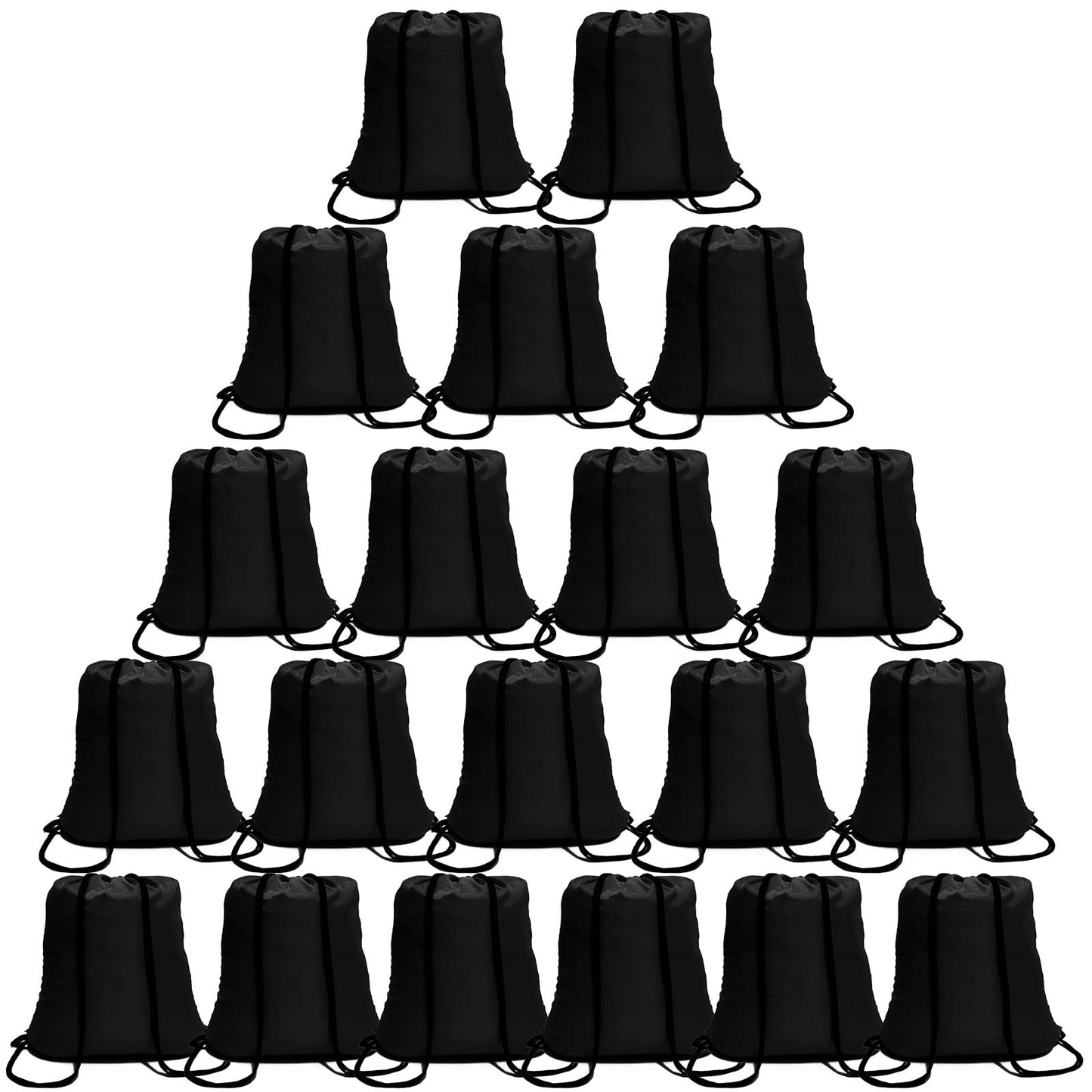 Optima Premium Drawstring Backpack - 100 Pack, Durable Black Bags