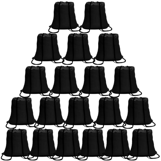 Optima Premium Drawstring Backpack - 100 Pack, Durable Black Bags