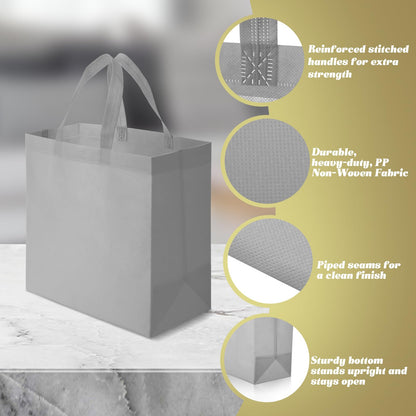 Optima Premium Reusable Tote Bags - 50 Pack Non-Woven Grocery Bags