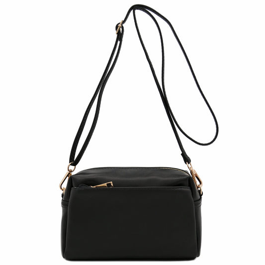 Optima FashionPuzzle Triple Zip Small Crossbody Bag - Stylish & Versatile