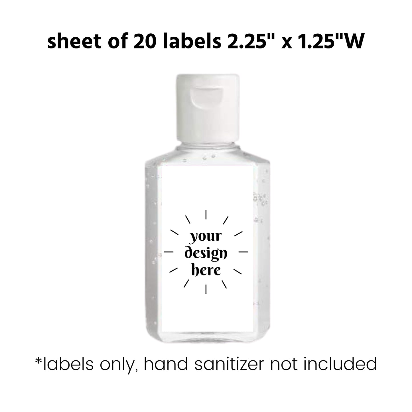 Optima Custom Hand Sanitizer Labels - 20 Rectangular Stickers