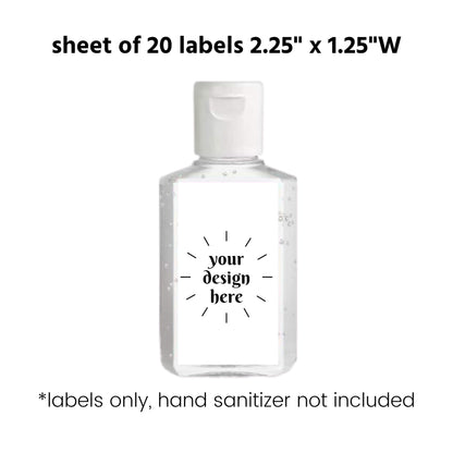 Optima Custom Hand Sanitizer Labels - 20 Rectangular Stickers