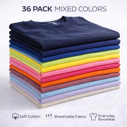 Optima Premium Men's Cotton Crew Neck T-Shirts - 36 Pack, Medium