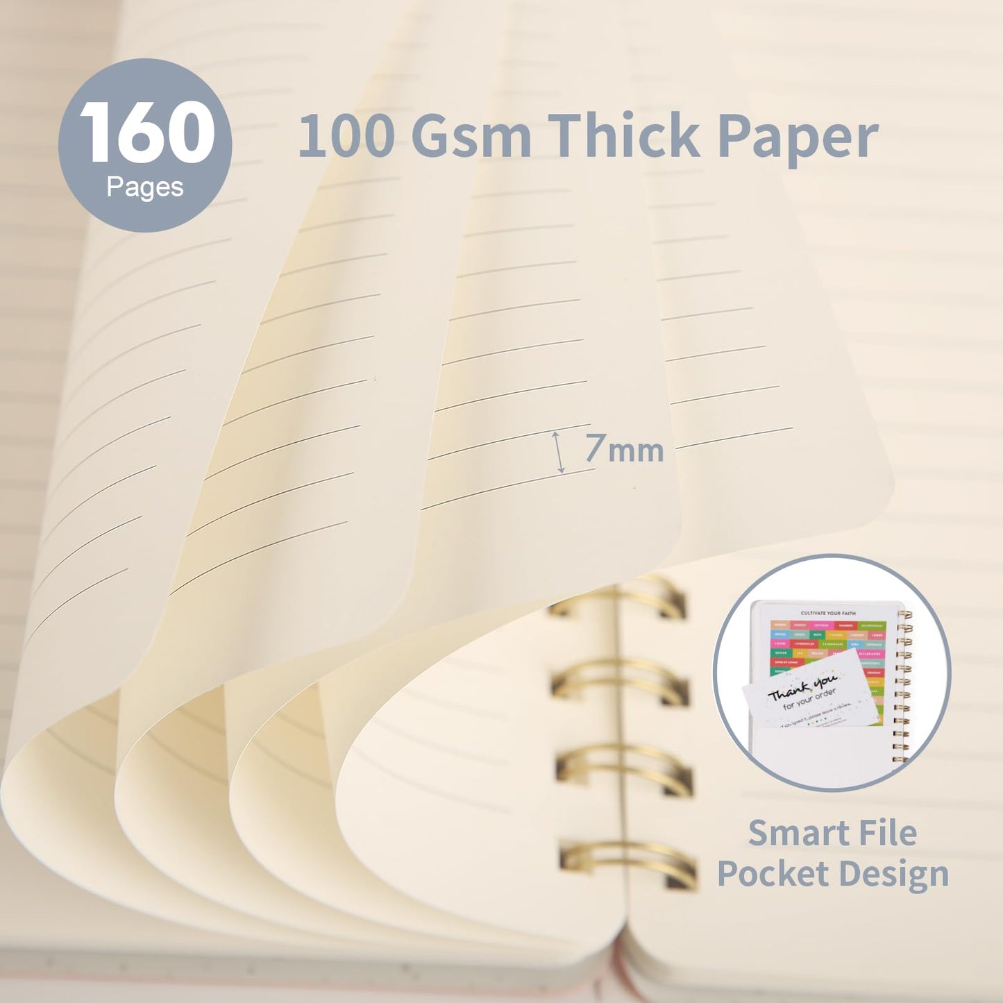 Optima Premium PU Leather Spiral Notebook - 6.10" x 8.19" Journal