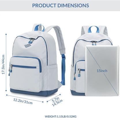 Optima Classic Water-Resistant Backpack - 17.3 inches, Grey/Blue