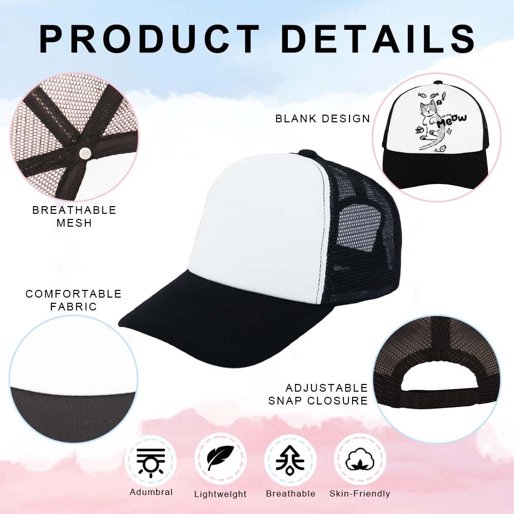 Optima Premium Sublimation Trucker Hats - Blank Mesh Cap, One Size