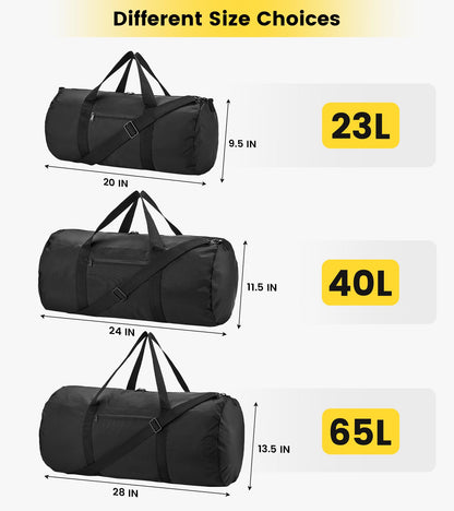 Optima Premium 25L Foldable Travel Duffel Bag - Lightweight Nylon