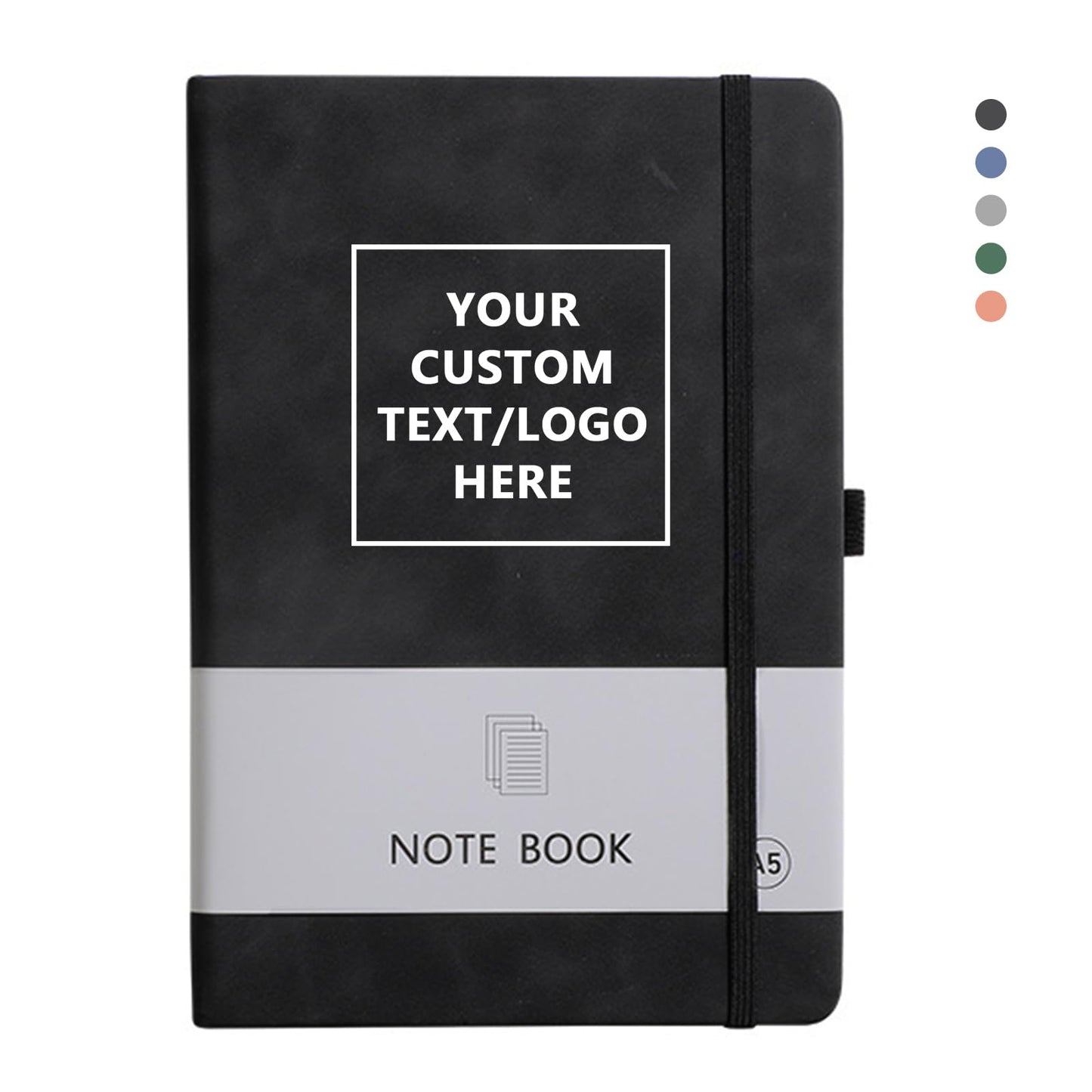 Optima Personalized A5 PU Leather Journal - 200 Lined Pages, Black