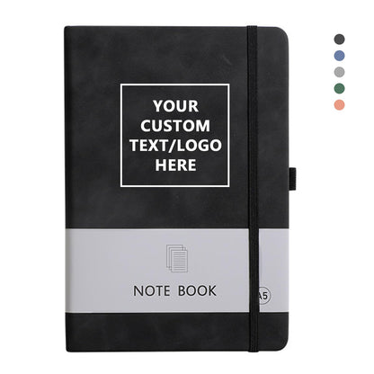 Optima Personalized A5 PU Leather Journal - 200 Lined Pages, Black