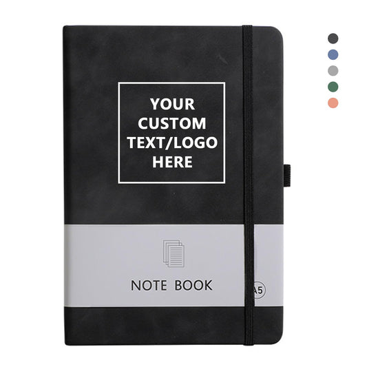 Optima Personalized A5 PU Leather Journal - 200 Lined Pages, Black