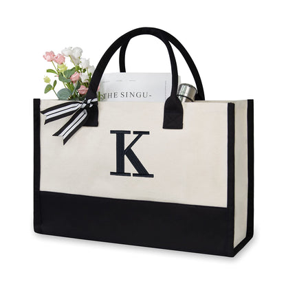 Optima Personalized Medium Canvas Tote Bag - Monogrammed Beach Bag