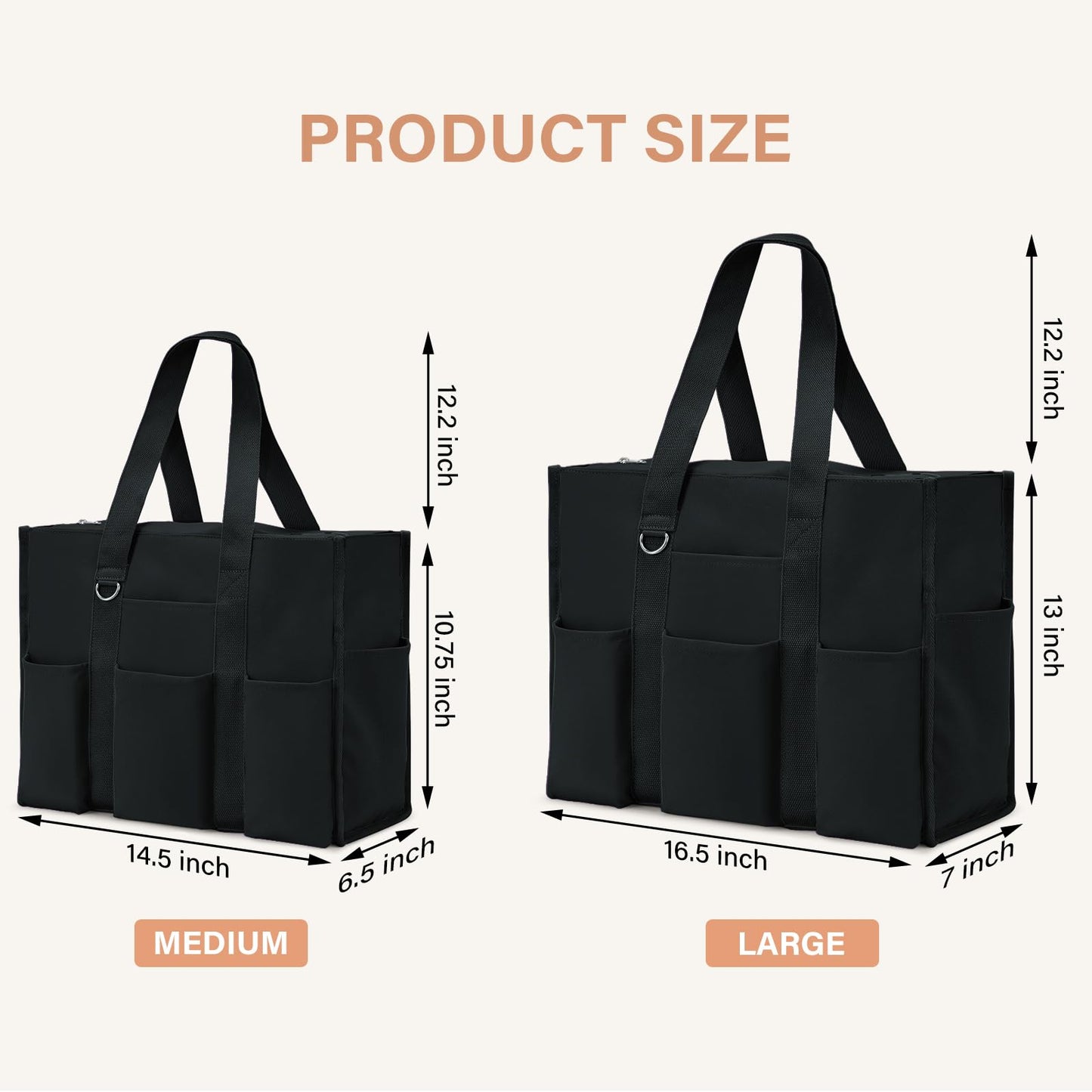 Optima Premium Waterproof Large Tote Bag - 12 Pocket Utility Design