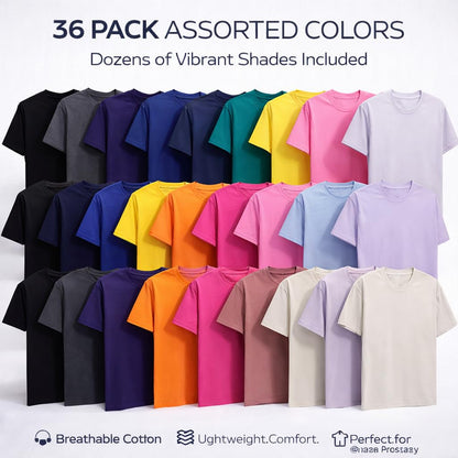 Optima Premium Men's Cotton Crew Neck T-Shirts - 36 Pack, Medium