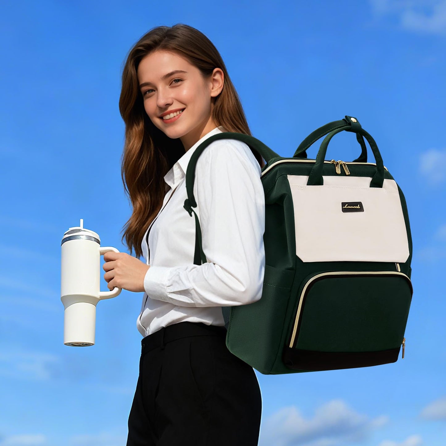 Optima Women's 15.6" Laptop Backpack - Travel-Ready with Tumbler Holder