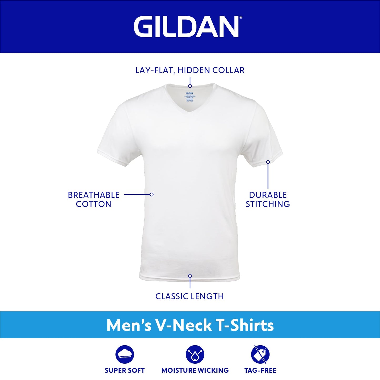 Optima Gildan Men's Assorted V-Neck T-Shirts Multipack, Black (12-p