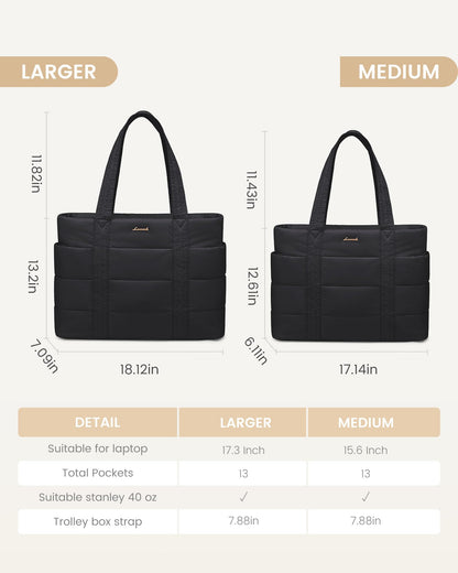 Optima Premium Large Puffer Tote Bag - Lightweight Work & Travel