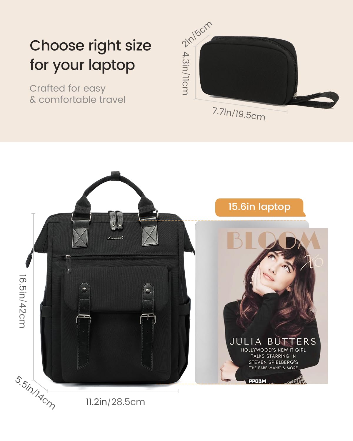 Optima Women's 15.6 Inch Laptop Backpack - Travel & Work Ready