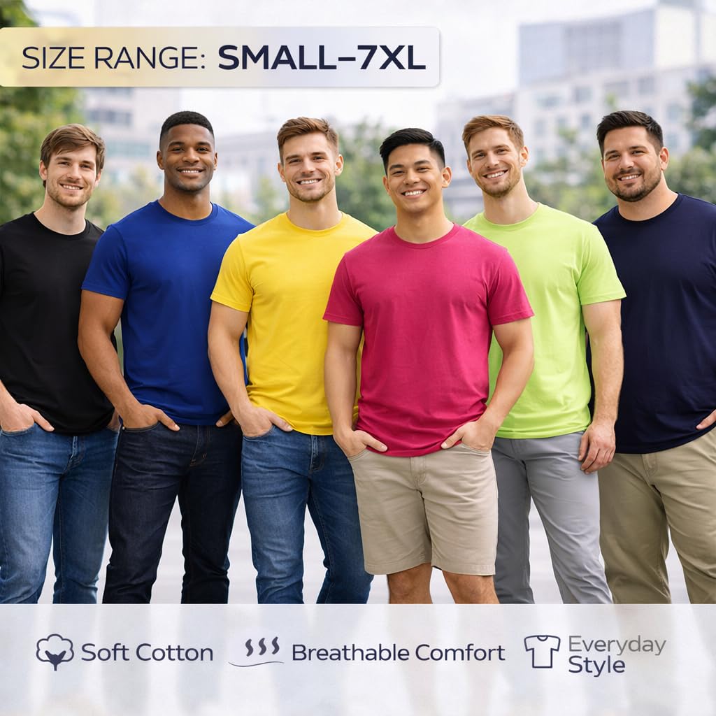 Optima Premium Men's Cotton Crew Neck T-Shirts - 36 Pack, Medium