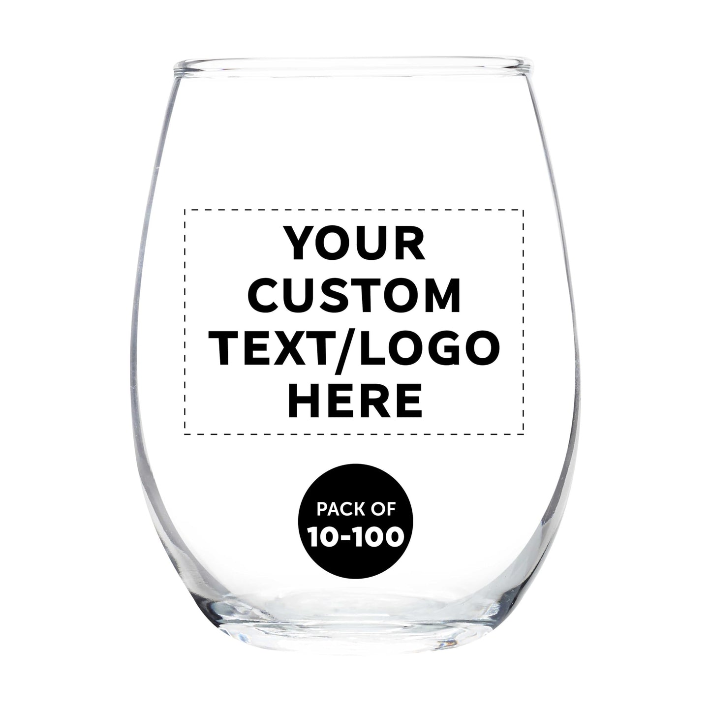 Optima Custom Stemless Wine Glass Set - 9 oz, 100 Pack