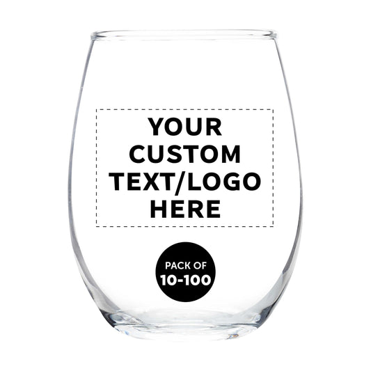 Optima Custom Stemless Wine Glass Set - 9 oz, 100 Pack