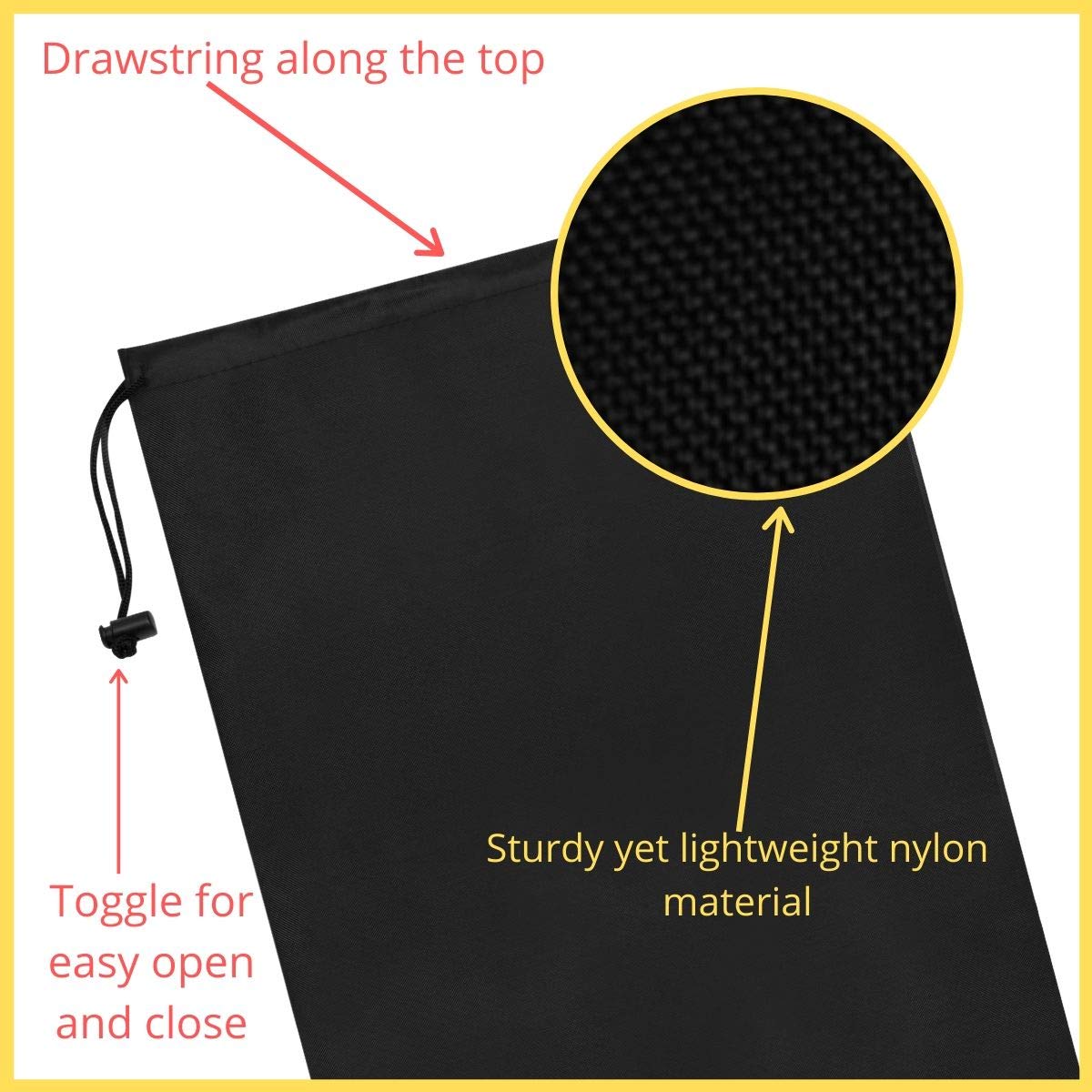 Optima Premium Nylon Drawstring Backpack - 9x12, 12-Pack, Black