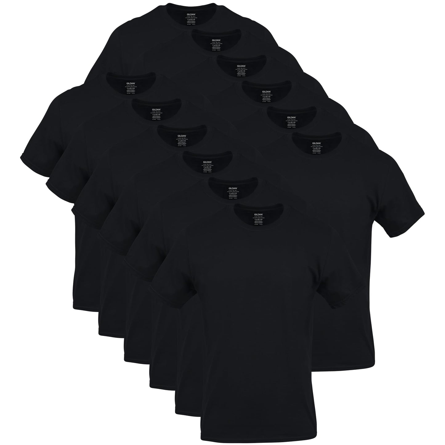 Optima Men's Premium Crew T-Shirt Multipack - Black, Size L (12-Pack)
