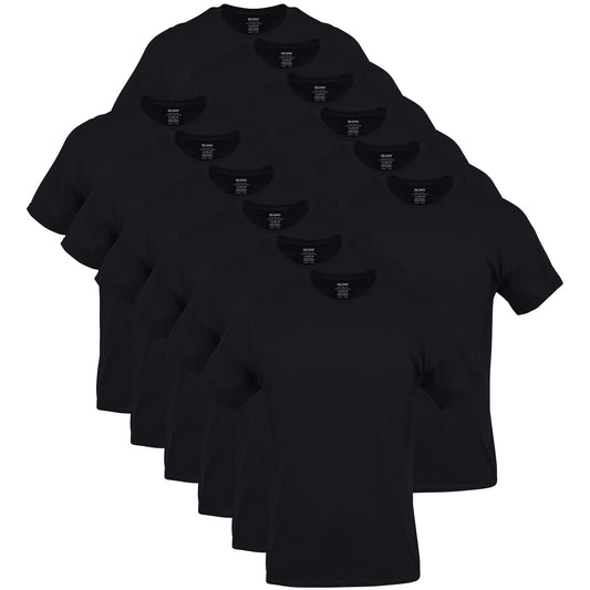 Optima Men's Premium Crew T-Shirt Multipack - Black, Size L (12-Pack)