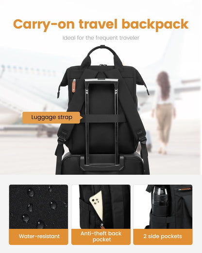 Optima Premium Laptop Backpack - 15.6 Inch, Black-Brown, for Work & School