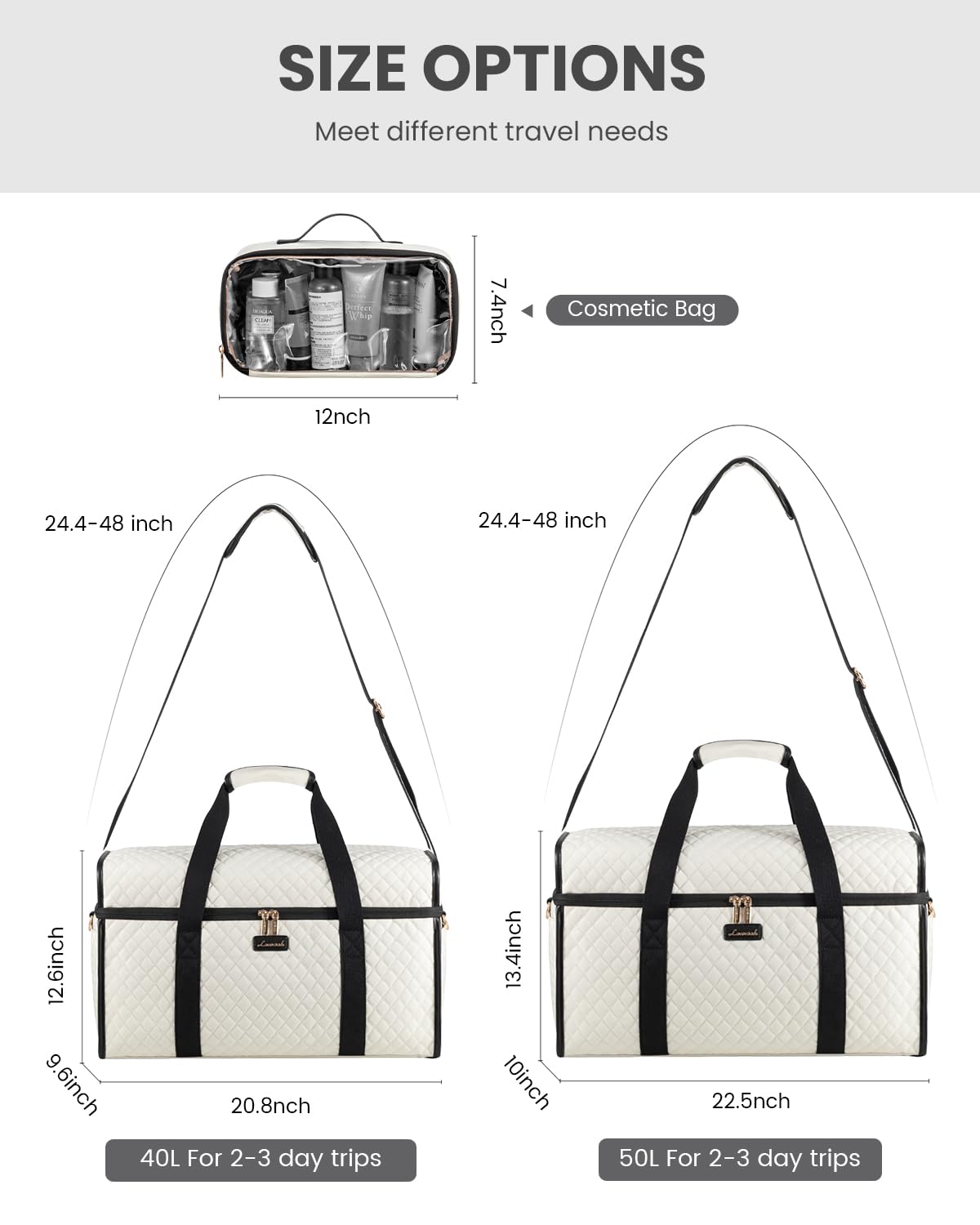 Optima Premium Travel Duffle Bag - Weekender & Gym with Toiletry Set