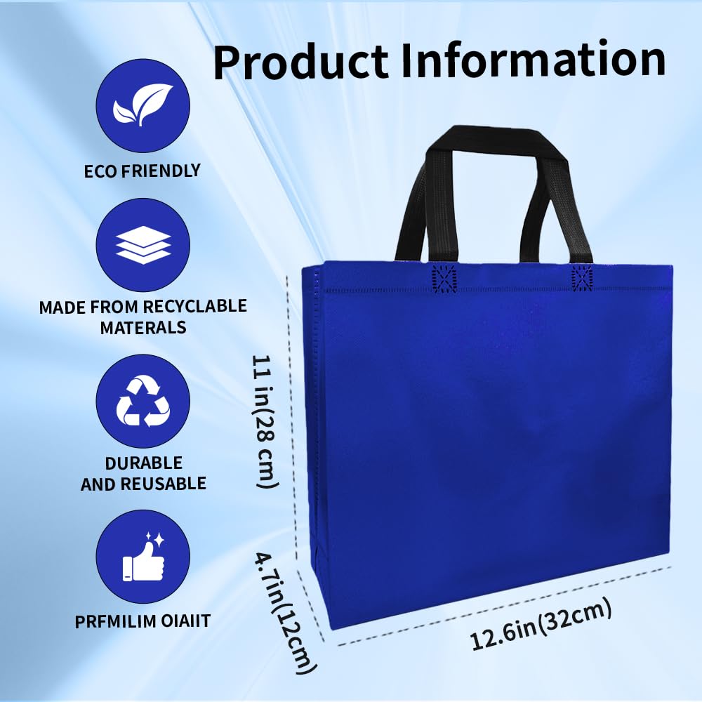 Optima Premium Large Gift Bags - 12 Pcs Blue Party Goodie Bags