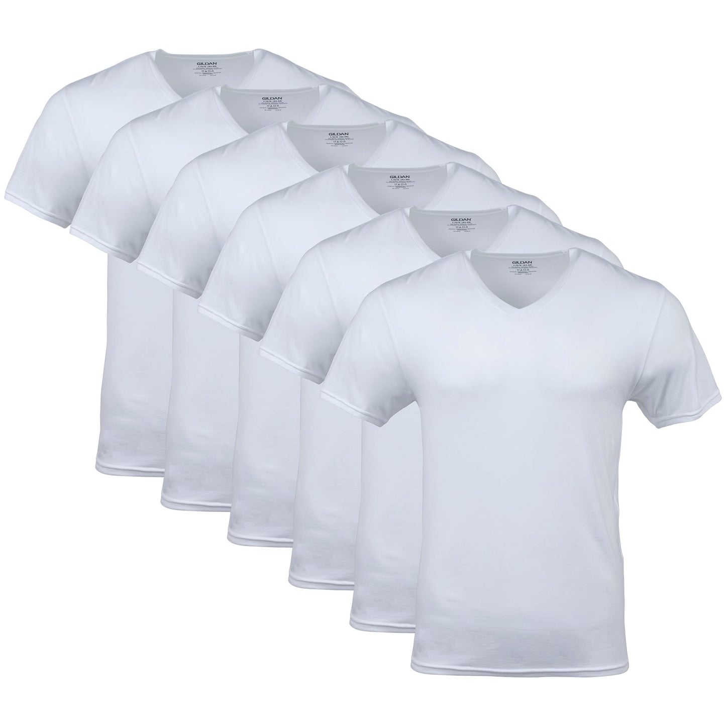 Optima Premium V-Neck T-Shirts 6 Pack - X-Large, Classic White