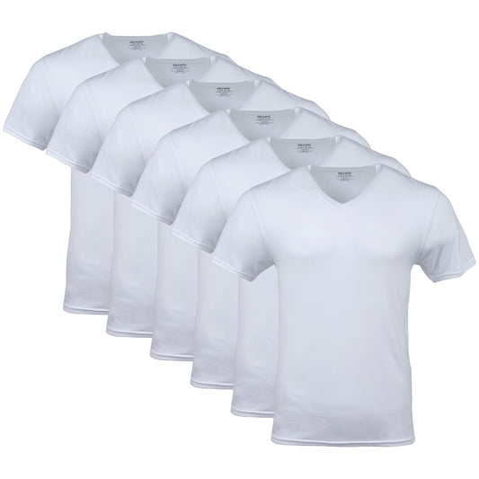 Optima Premium V-Neck T-Shirts 6 Pack - X-Large, Classic White