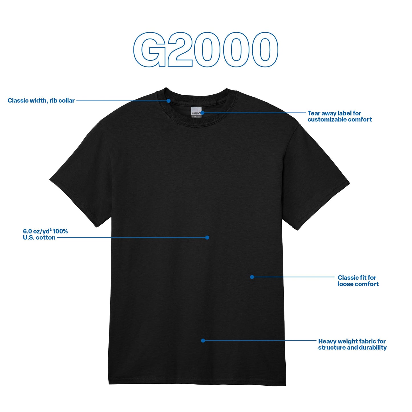 Optima Premium Ultra Cotton T-Shirt - Large, Black (10-Pack)