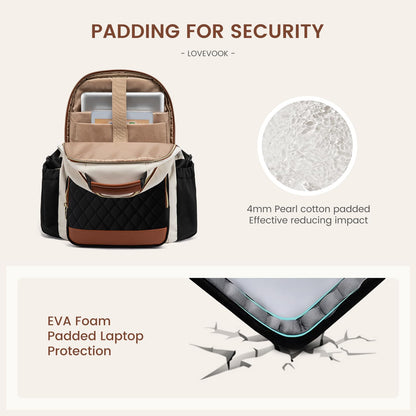 Optima Premium Laptop Backpack - 15.6 Inch, Stylish Beige & Brown