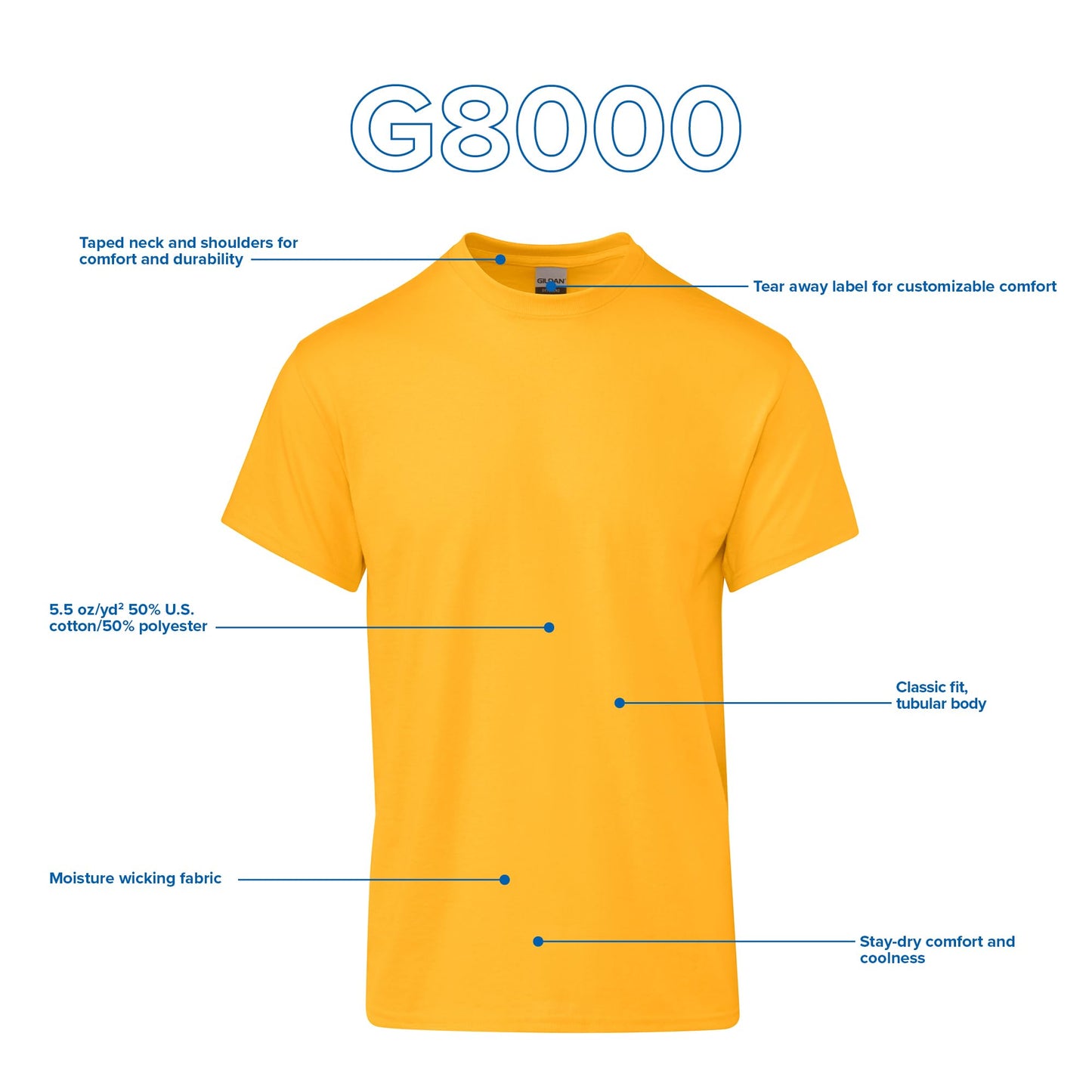 Optima Premium DryBlend 50/50 T-Shirt - Black, M (12-Pack)