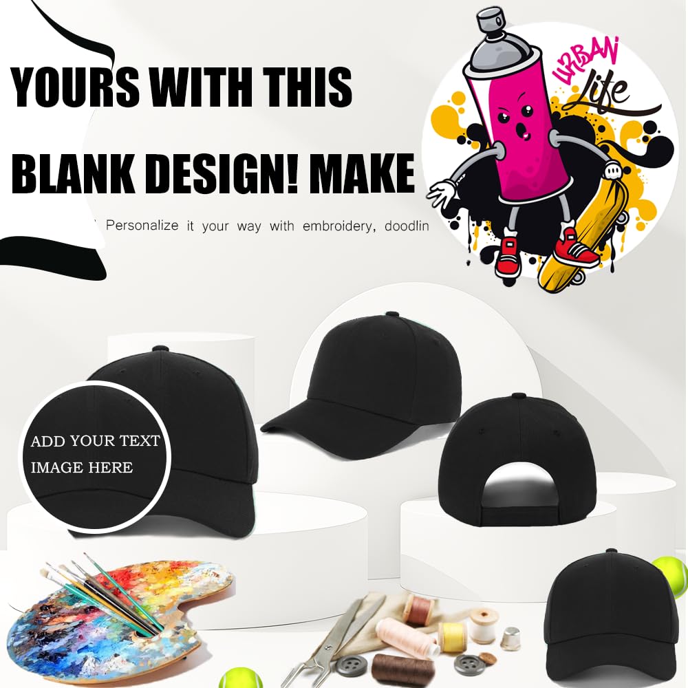 Optima Premium Adjustable Baseball Cap - Unisex, Black, One Size