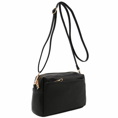 Optima FashionPuzzle Triple Zip Small Crossbody Bag - Stylish & Versatile