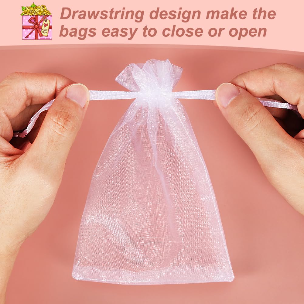 Optima Premium White Organza Drawstring Bags - 4"x6" Wedding Favors