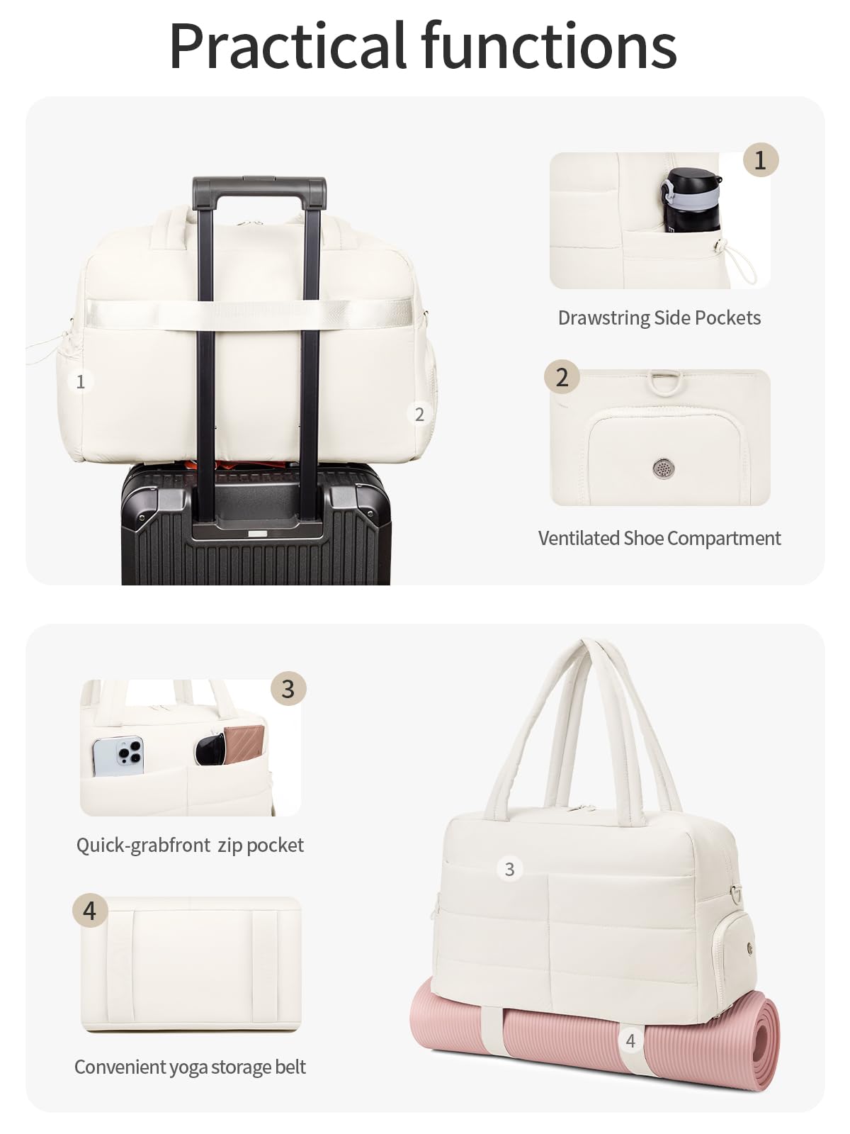 Optima Puffer Duffle Bag - 20x12.2x9, Travel & Gym Essentials
