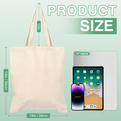 Optima Premium Canvas Tote Bag - 13x15 Inches, 50 Pack, Reusable