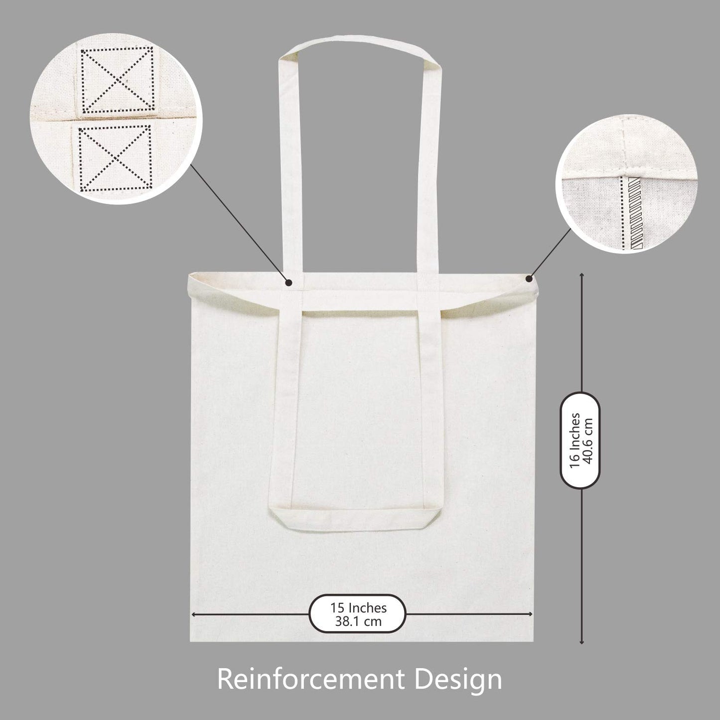Optima Premium 24-Pack Cotton Tote Bags - 16"x15" Reusable