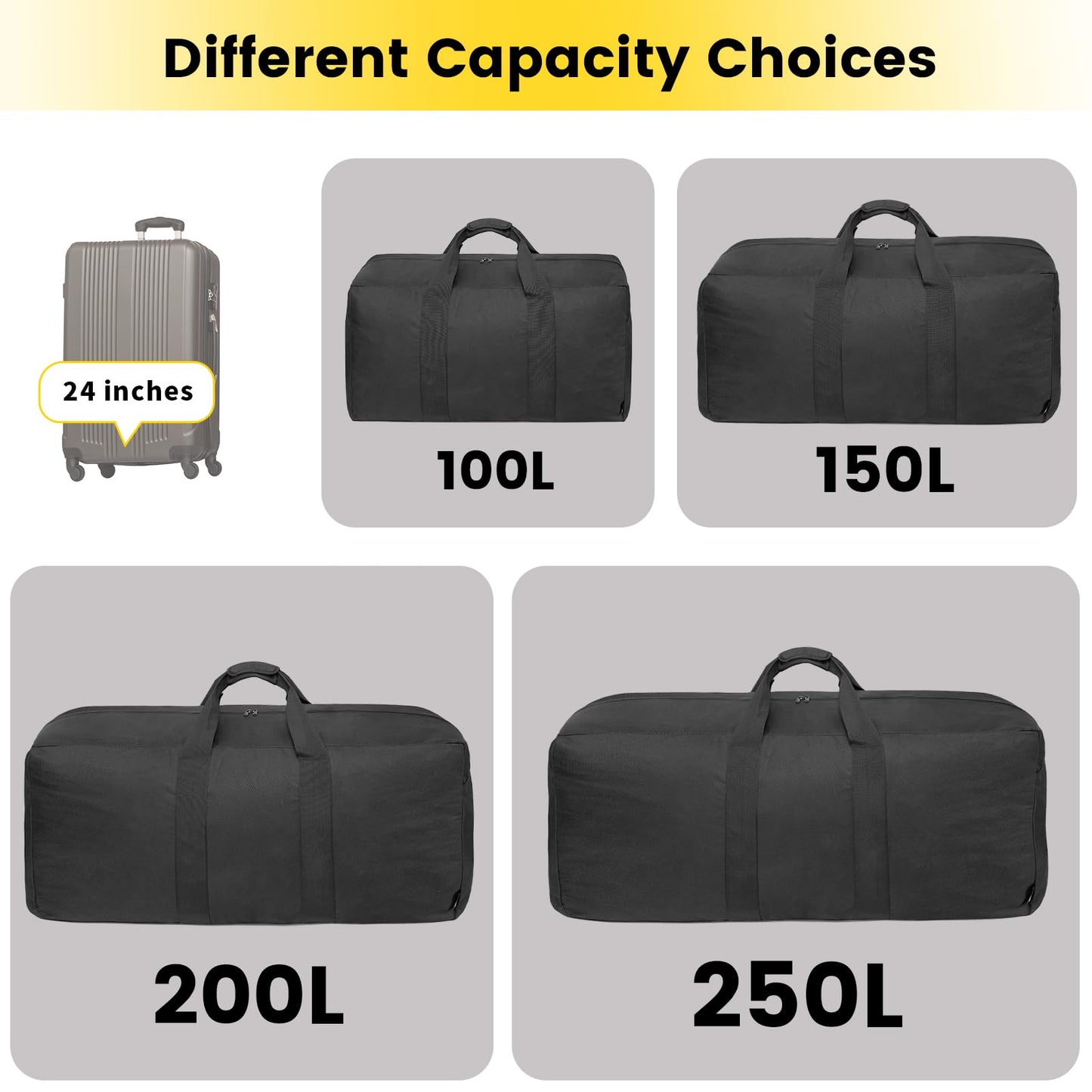 Optima Premium Extra Large Duffle Bag - 100L/150L/200L for Travel