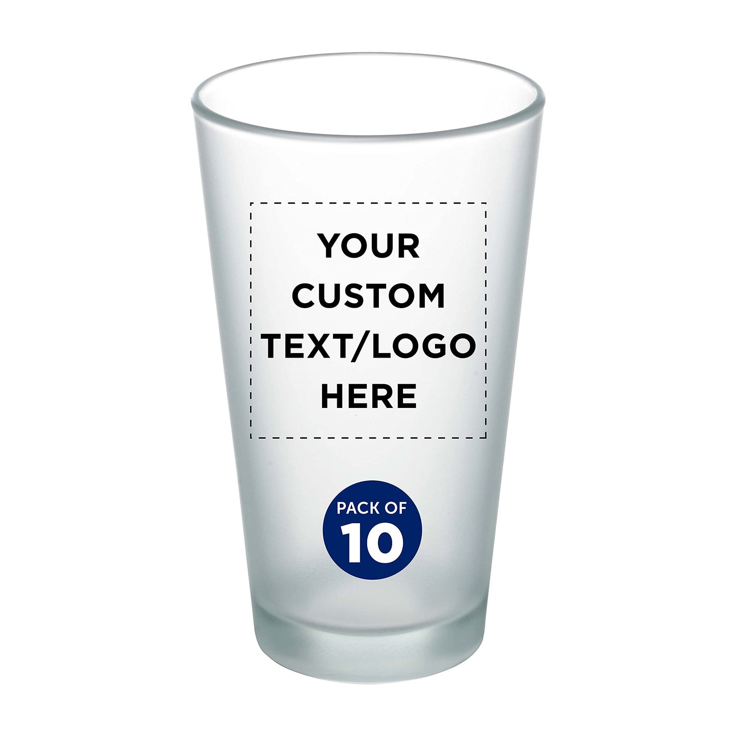 Optima Premium Frosted Pint Glasses Set - 16 oz, Customizable