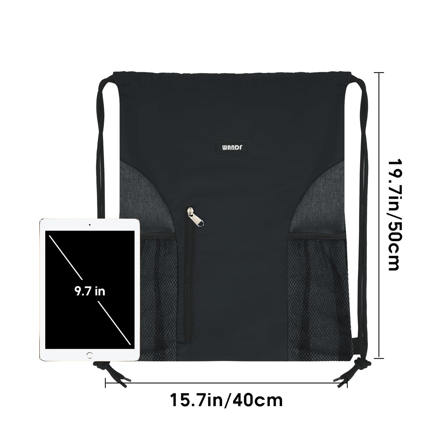 Optima Water-Resistant Drawstring Backpack with Mesh Pockets